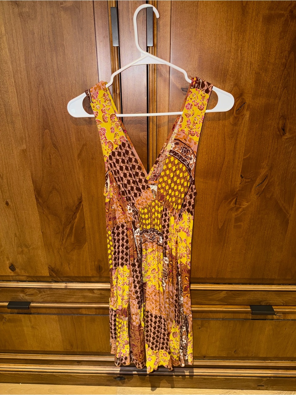 Millibon Yellow Brown Pink Floral Maxi Dress